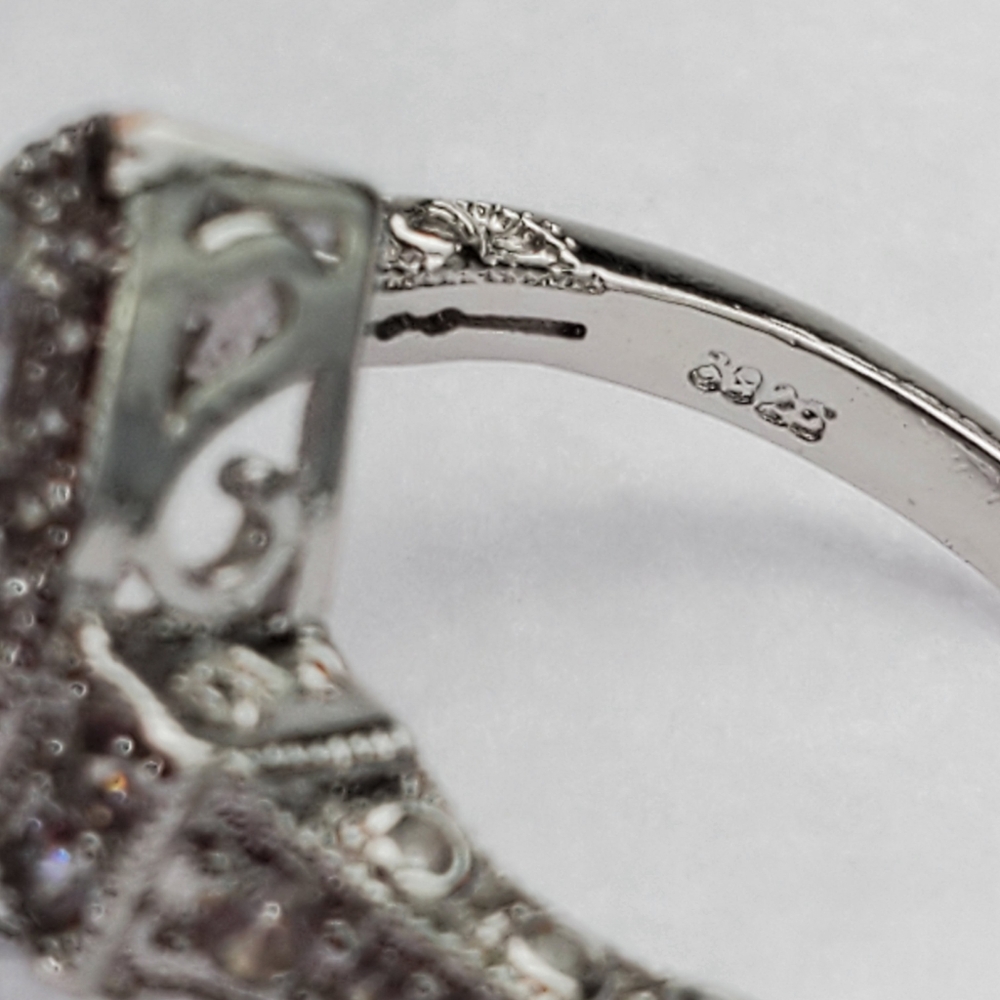 925 Silver Plated vintage Style Cocktail Ring - Picture 6 of 8